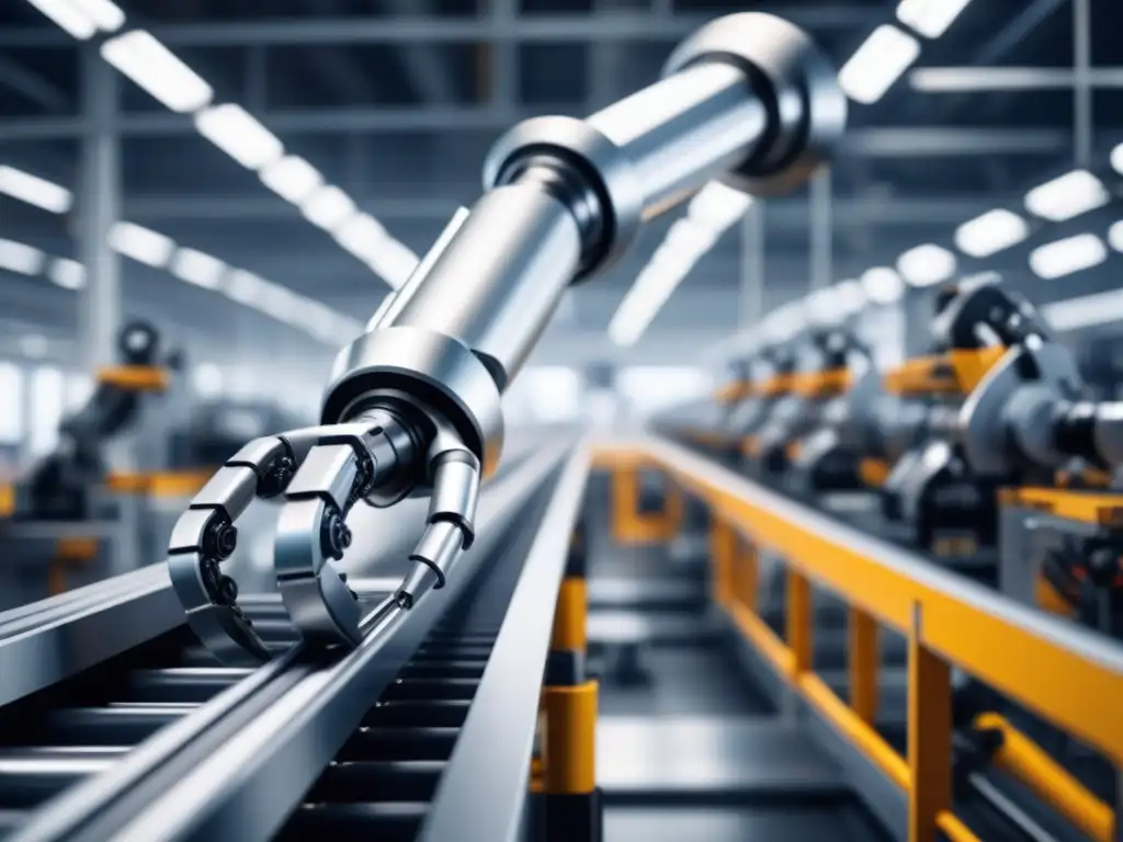 Robótica en industria manufacturera sostenible: brazo robot avanzado en fábrica moderna