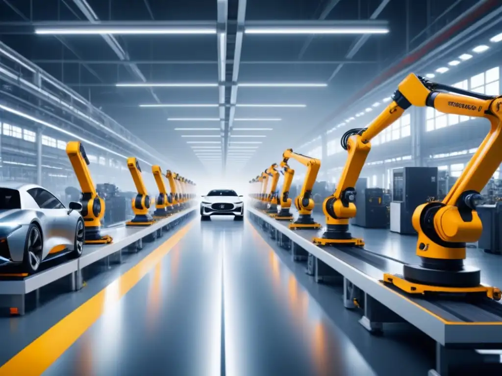 Robots ensamblan piezas en planta automotriz: manufactura flexible en la industria automotriz