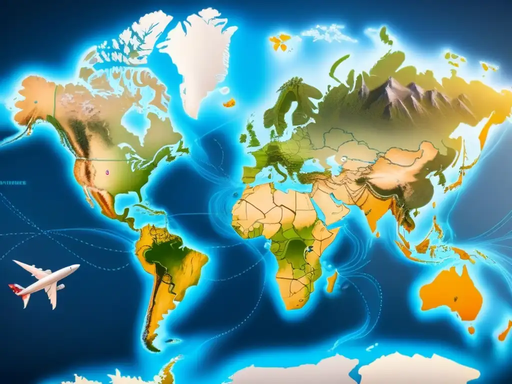 Rutas logísticas globales conectadas, gestión logística comercio electrónico transfronterizo