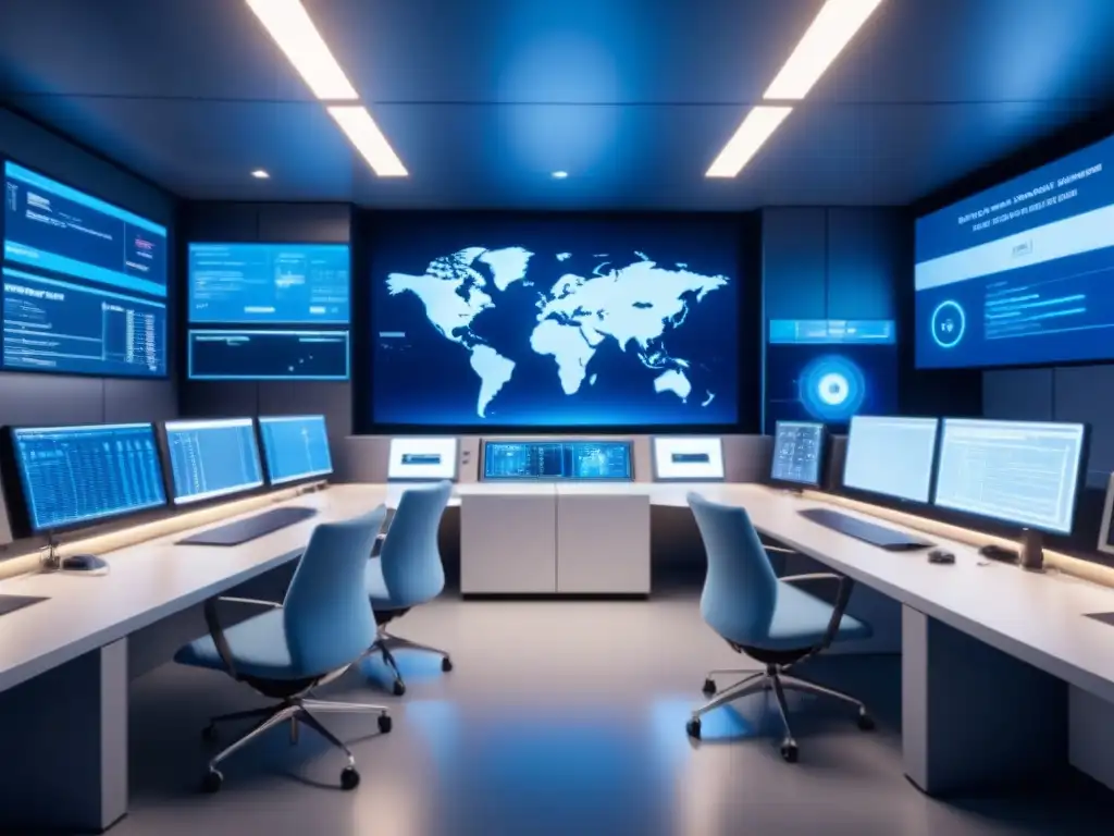 Sala de control nuclear de alta tecnología en la era moderna con avanzadas tecnologías de seguridad