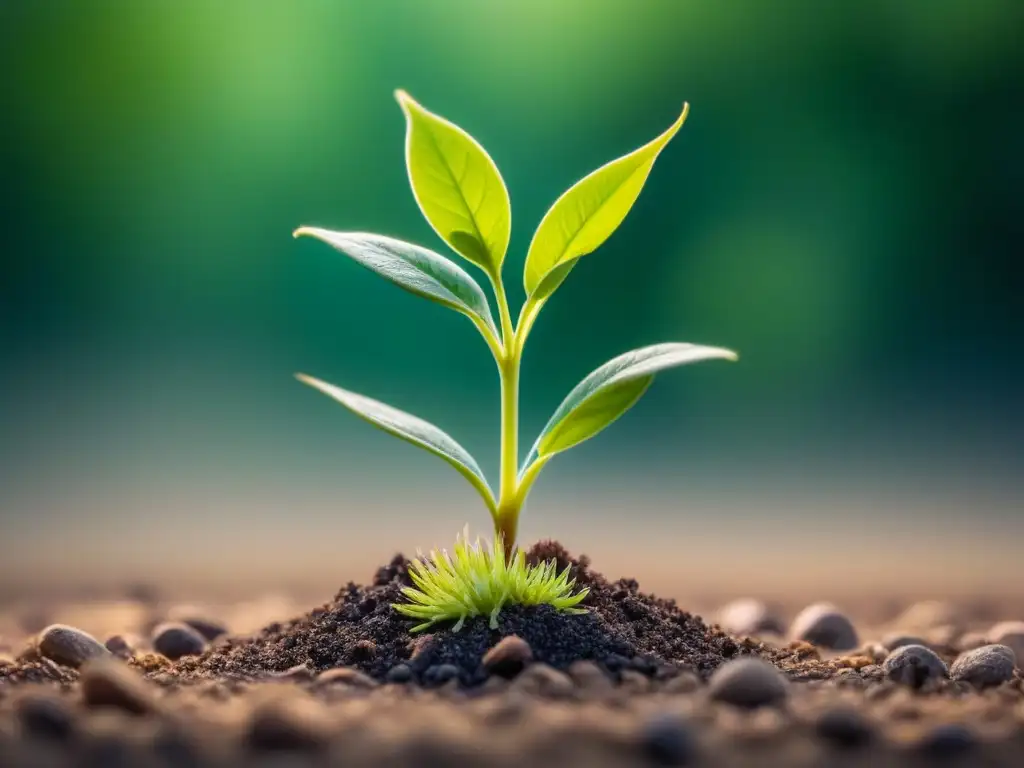 Semilla verde brotando de tierra seca, simbolizando la comparativa huella carbono biocombustibles