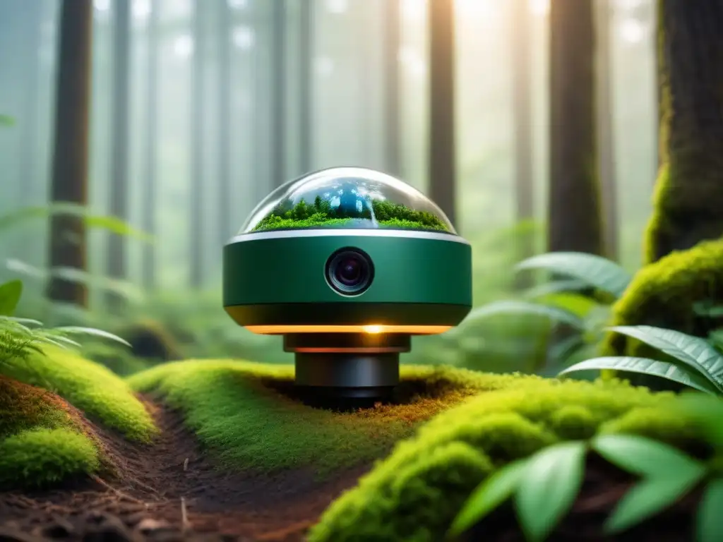 Sensor avanzado en bosque: tecnología y biodiversidad se fusionan en armonía