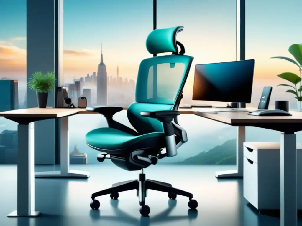 Silla ergonómica moderna en oficina con equipamiento ergonómico para oficina