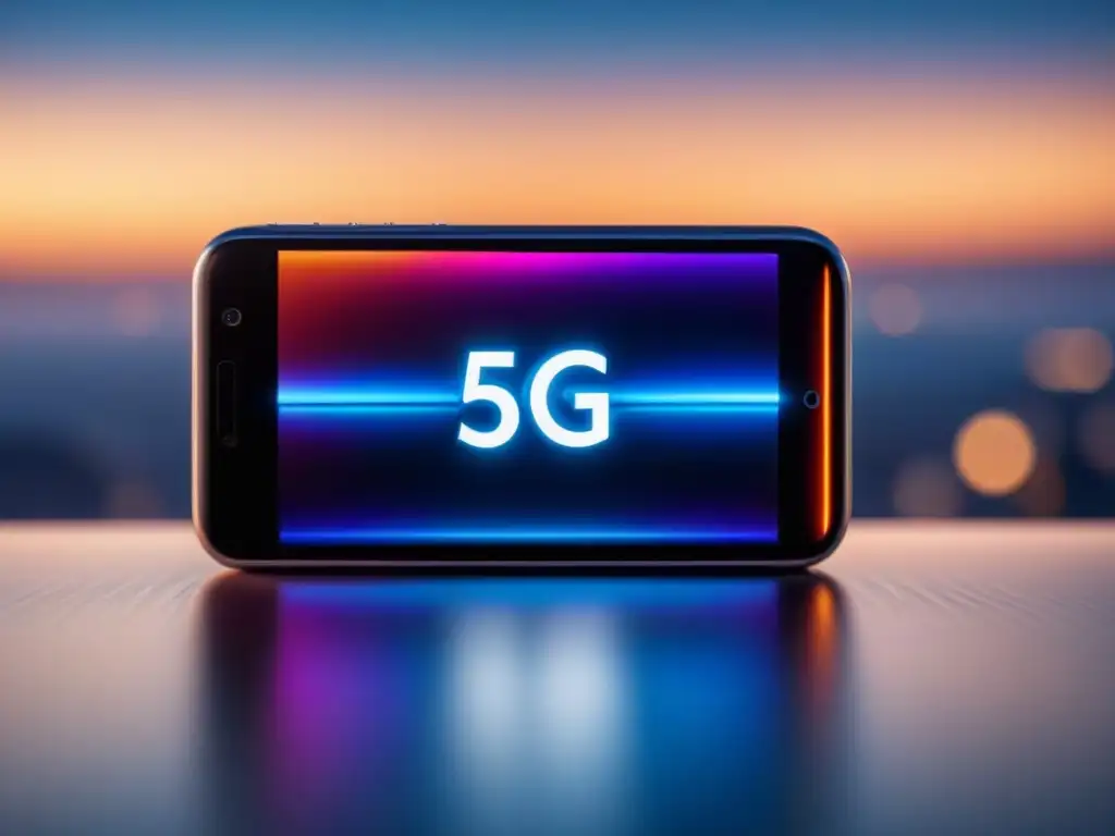 Un smartphone futurista muestra contenido en ultradefinición con 5G