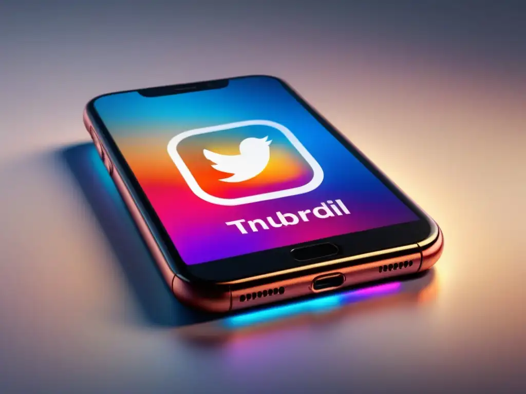 Fotografía de un smartphone moderno con un icono de red social brillante, ideal para la publicidad en redes sociales para empresas