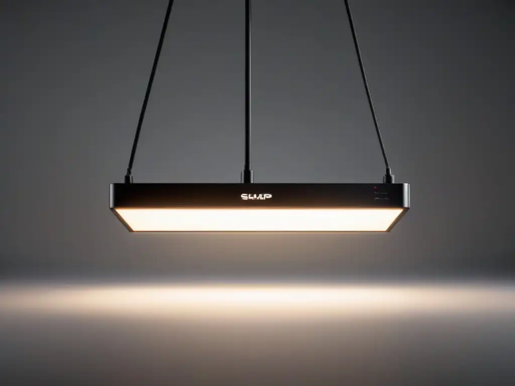 Iluminación LED sostenible destaca diseño innovador con suave brillo en fondo blanco