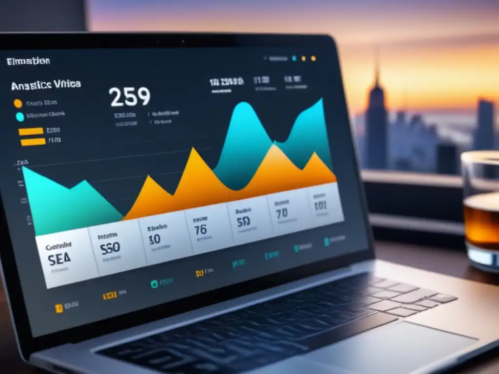 Tablero de análisis web moderno y detallado con gráficos y métricas