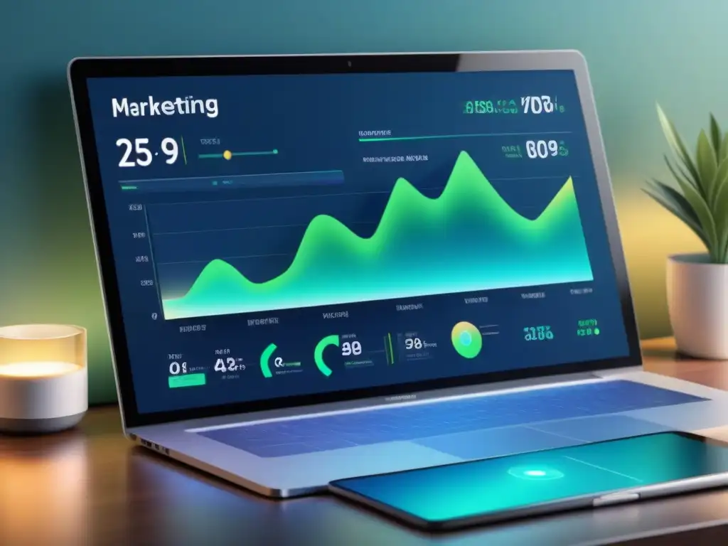 Un tablero de marketing digital avanzado con gráficos y análisis en tiempo real