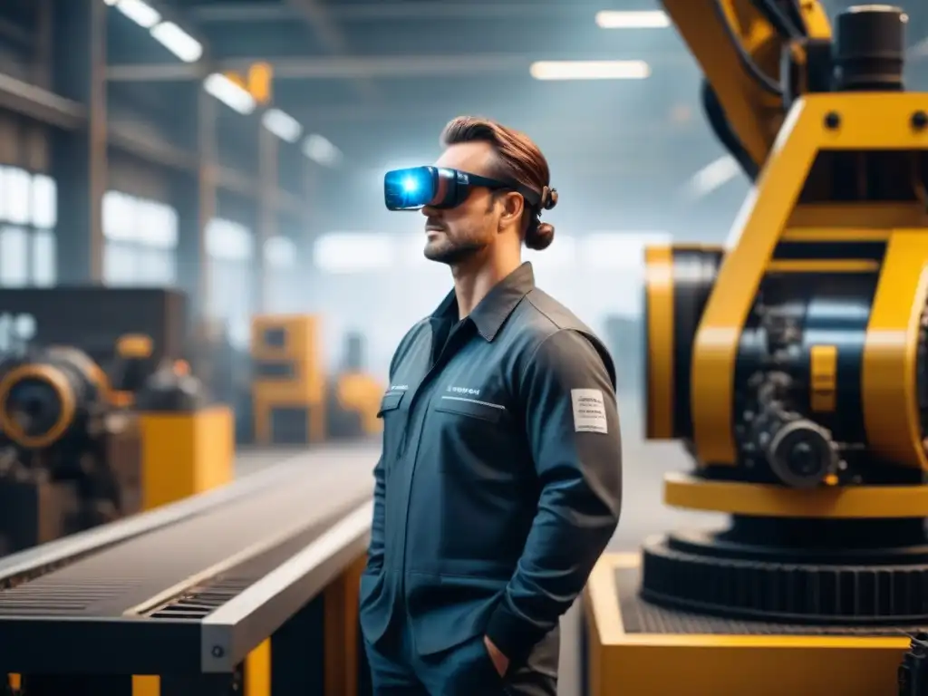 Un técnico usando gafas de realidad aumentada en mantenimiento industrial