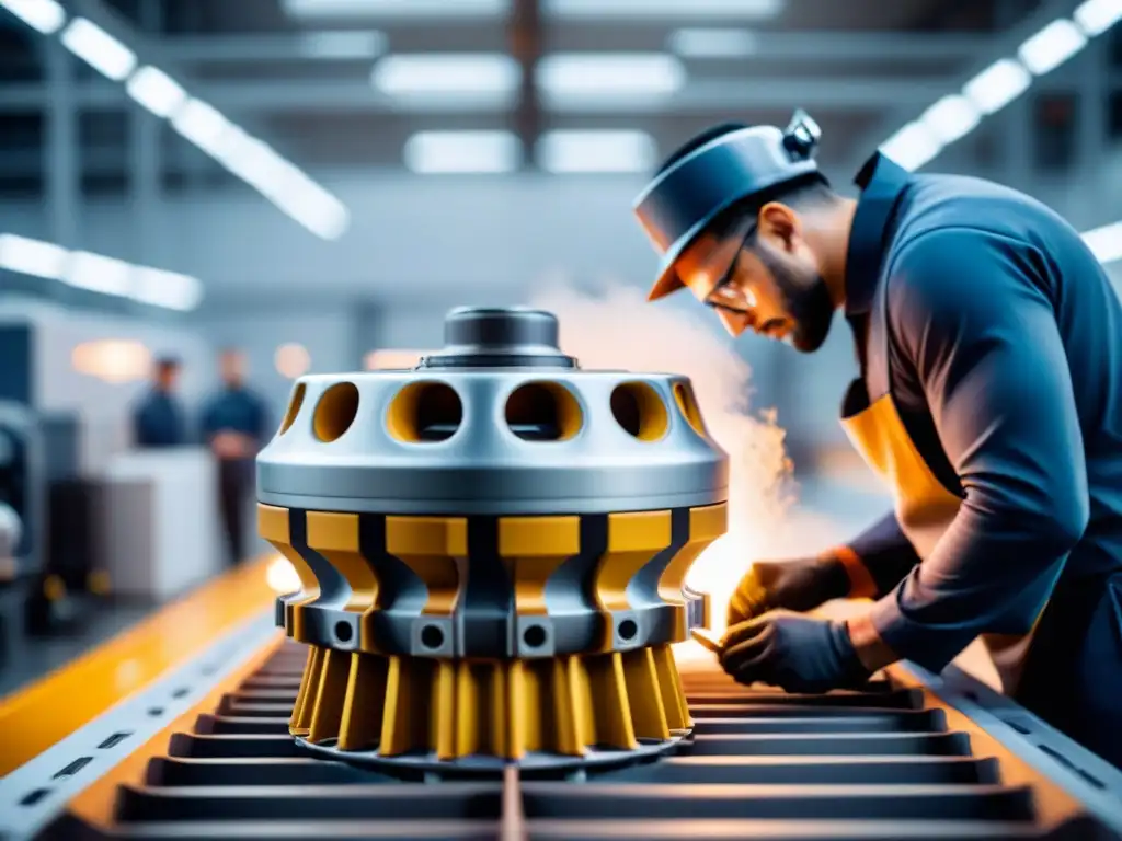 Un técnico inspecciona una pieza cerámica avanzada en industria aeroespacial