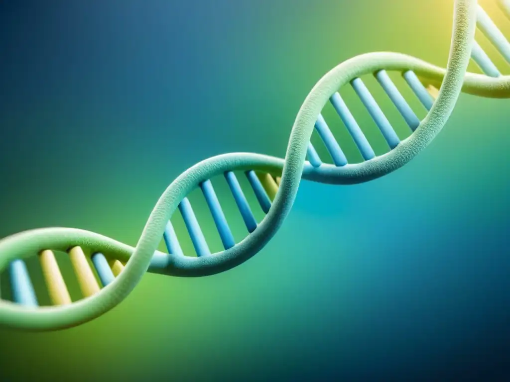 Un ADN en tonos azules y verdes, simbolizando innovación en casos éxito cumplimiento normativo biotecnológico