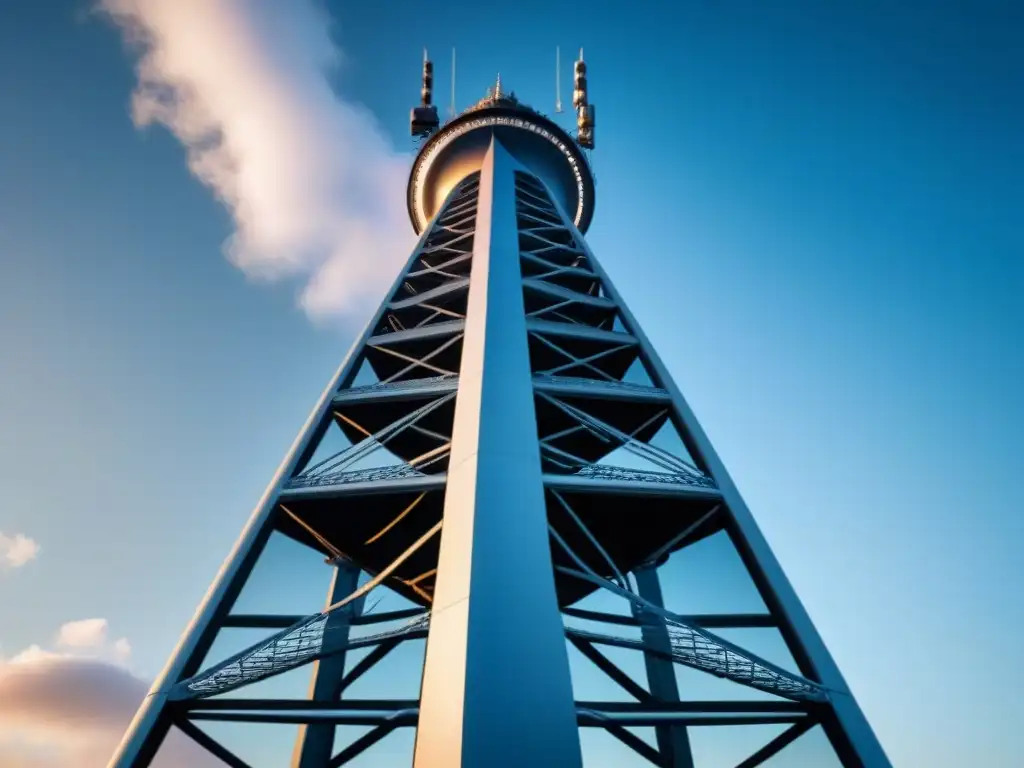 Torre de telecomunicaciones con cerámicas avanzadas, símbolo de innovación y conectividad en telecomunicaciones