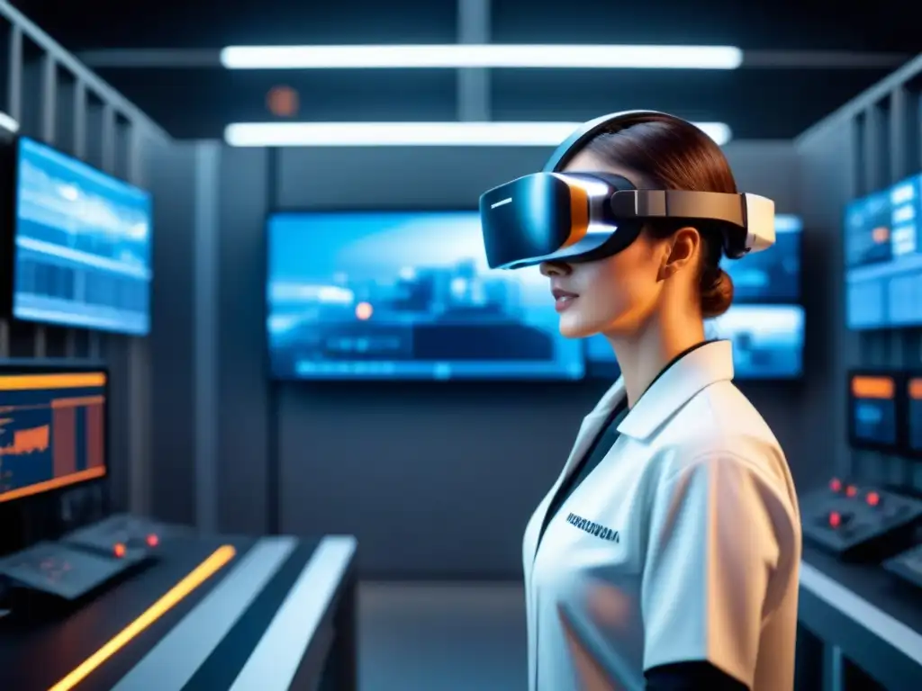 Trabajadores en simulaciones de realidad aumentada industrial