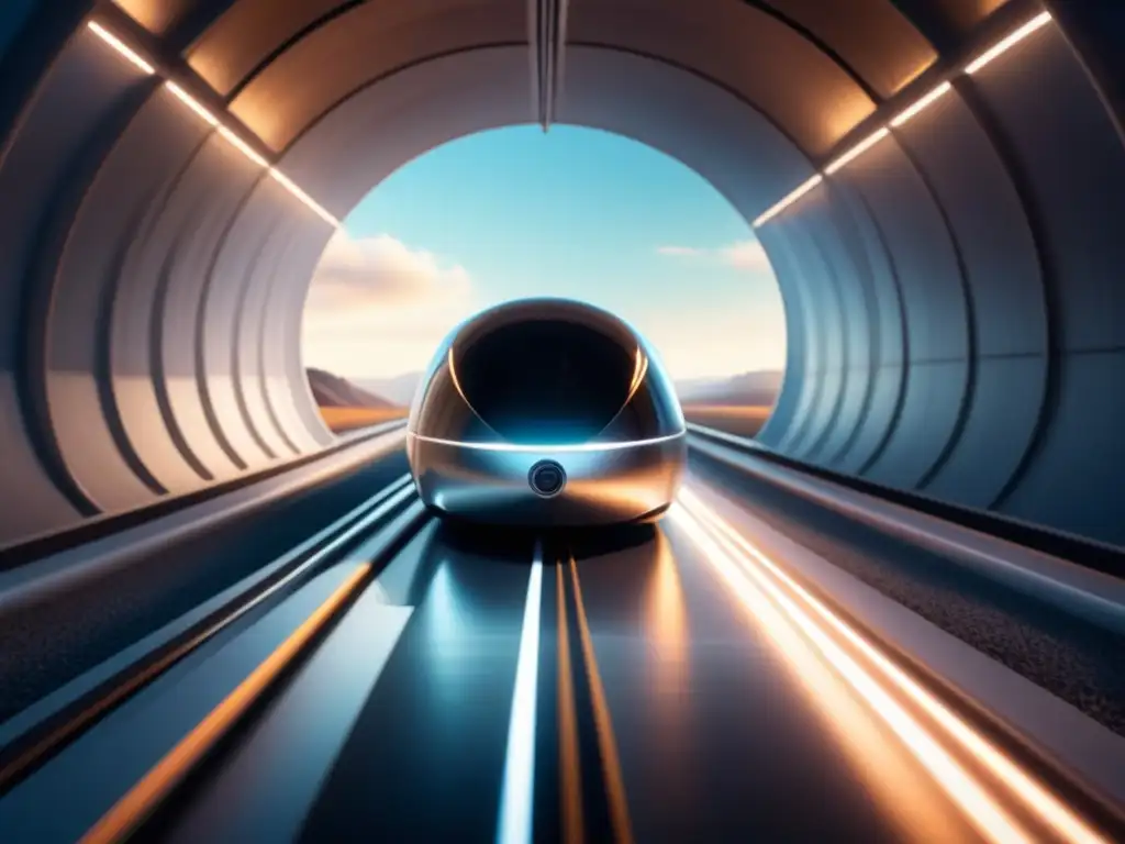 Hyperloop revolución en transporte de mercancías: Sistema futurista moviendo pods a alta velocidad en túnel hightech