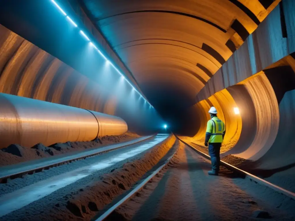 Un túnel minero moderno iluminado por sensores fotónicos para minería sostenible