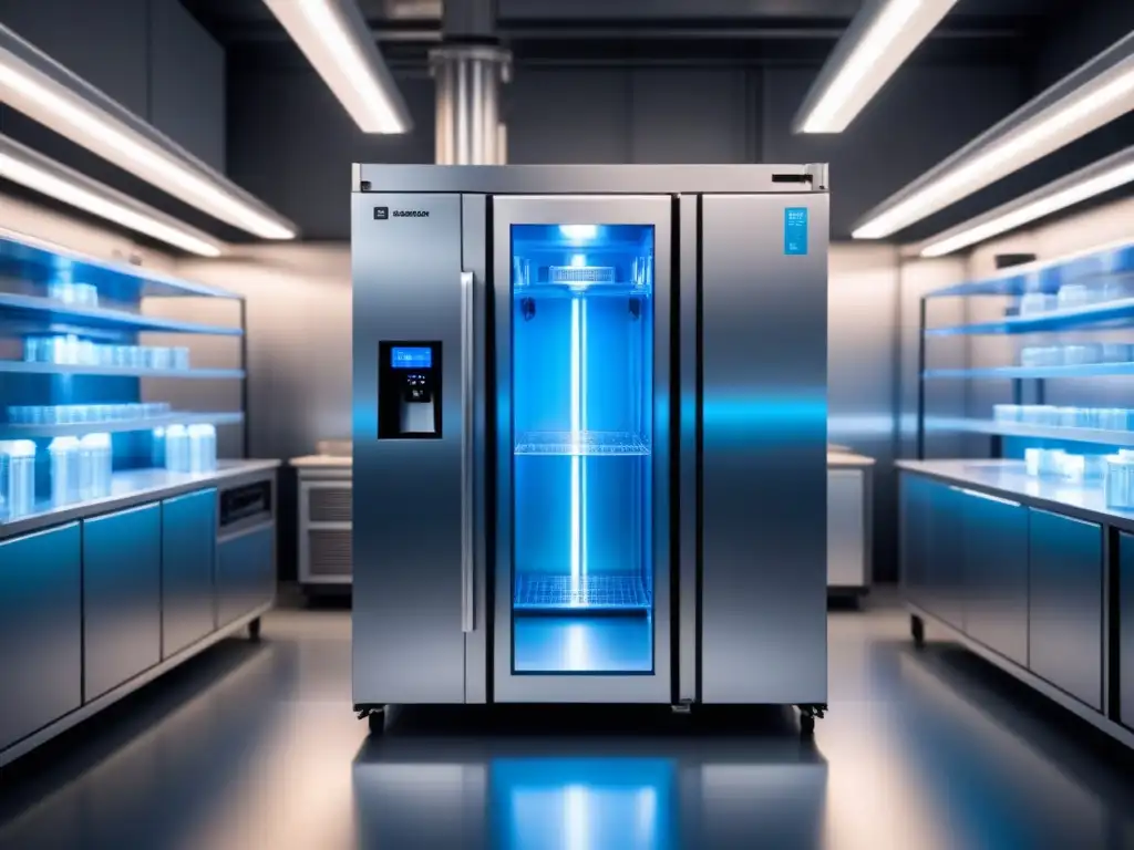 Unidad de refrigeración industrial futurista con tecnologías de refrigeración sostenible en laboratorio de alta tecnología