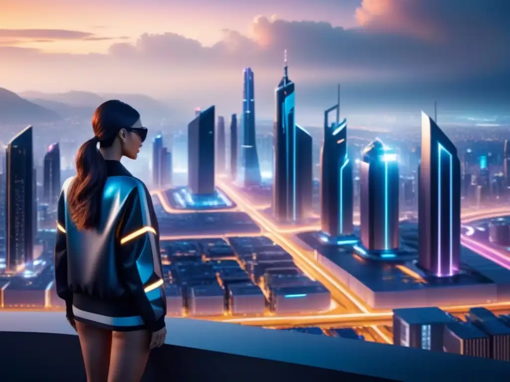 Vibrante ciudad futurista nocturna con avanzada infraestructura inteligente y tecnológica