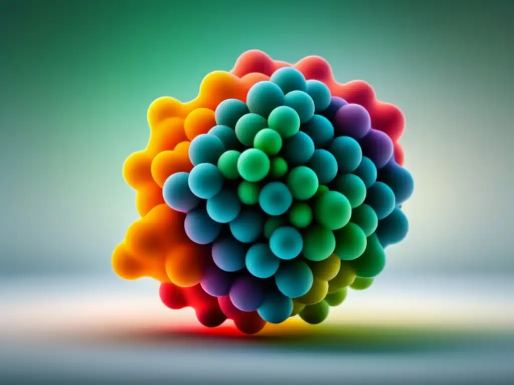 Vibrante molécula de enzima resaltando su compleja estructura en química verde