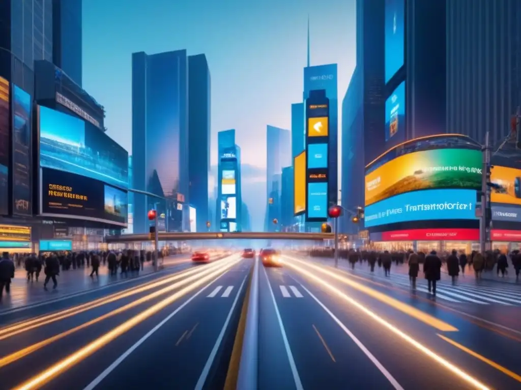 Vibrante intersección urbana con sistemas inteligentes en infraestructura urbana