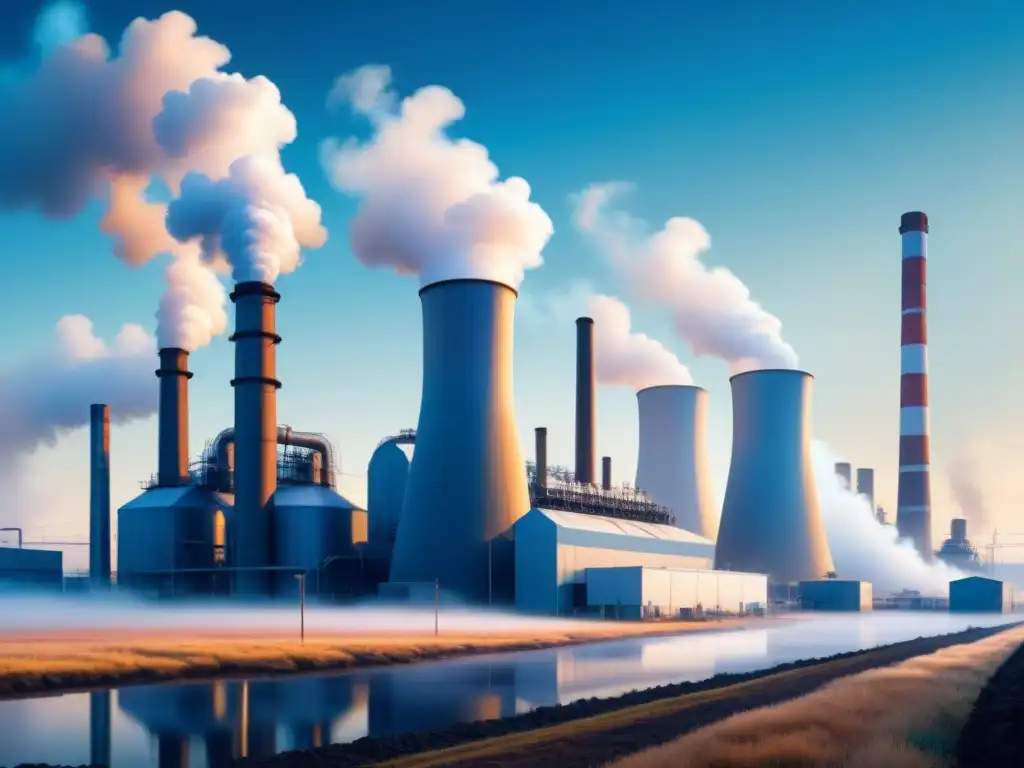 Vista aérea de una industria con moderna planta de recuperación de energía, simbolizando innovación y sostenibilidad
