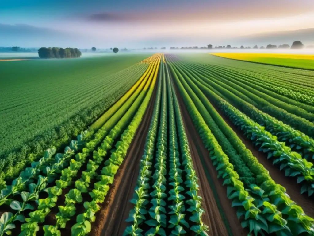 Una vista detallada en 8k de agricultura inteligente con Big Data, mostrando tecnología y cultivos