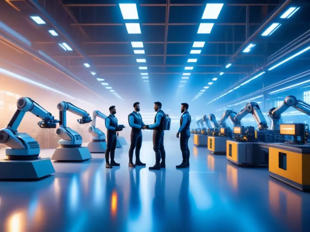 Vista futurista de planta manufacturera con Inteligencia Artificial en manufactura sostenible