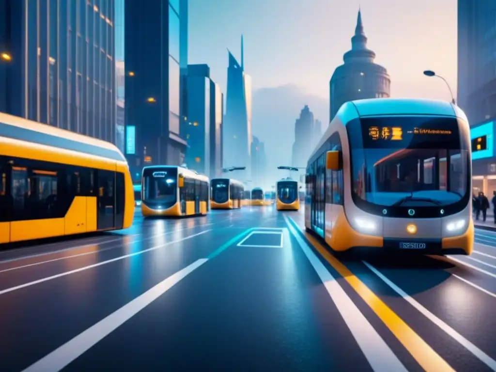 Vista urbana futurista con infraestructura inteligente en transporte de ciudades